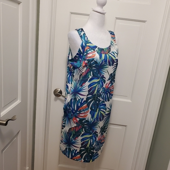 Caribbean Joe Tropical Print Tank Dress Size Medium, Beachwear, Colorful - Picture 6 of 12